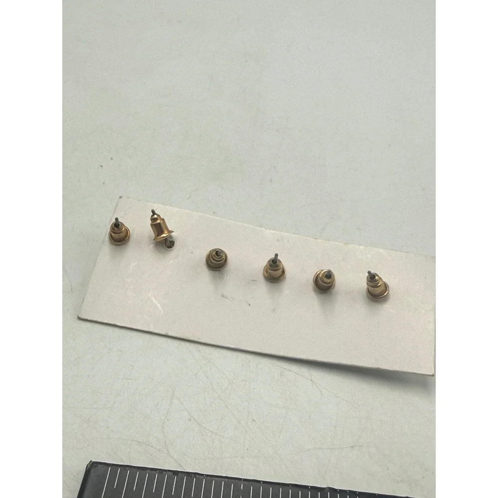 Vintage Style Gold Tone Faux Stone Stud Earrings Set 3 Pairs Blue Cream Black